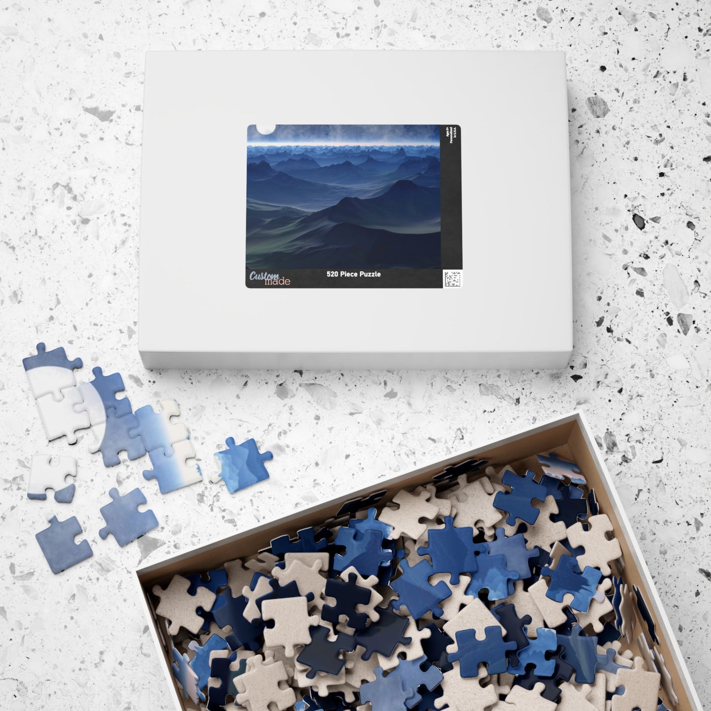 Experience the beauty of the night sky with our Blue Moon Landscape Puzzle. With 110 to 1014 pieces, this puzzle will challenge and delight any puzzle enthusiast. Piece together a stunning landscape with a breathtaking blue moon as the centerpiece.