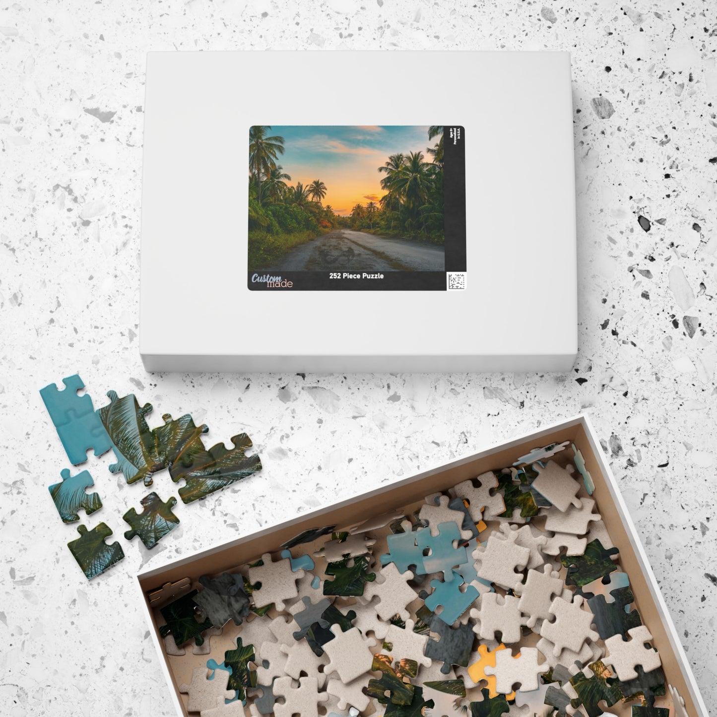 Experience the breathtaking beauty of a tropical landscape at dusk with this stunning puzzle. Featuring 110 to 1014 pieces, this puzzle will challenge your mind while transporting you to a peaceful oasis.