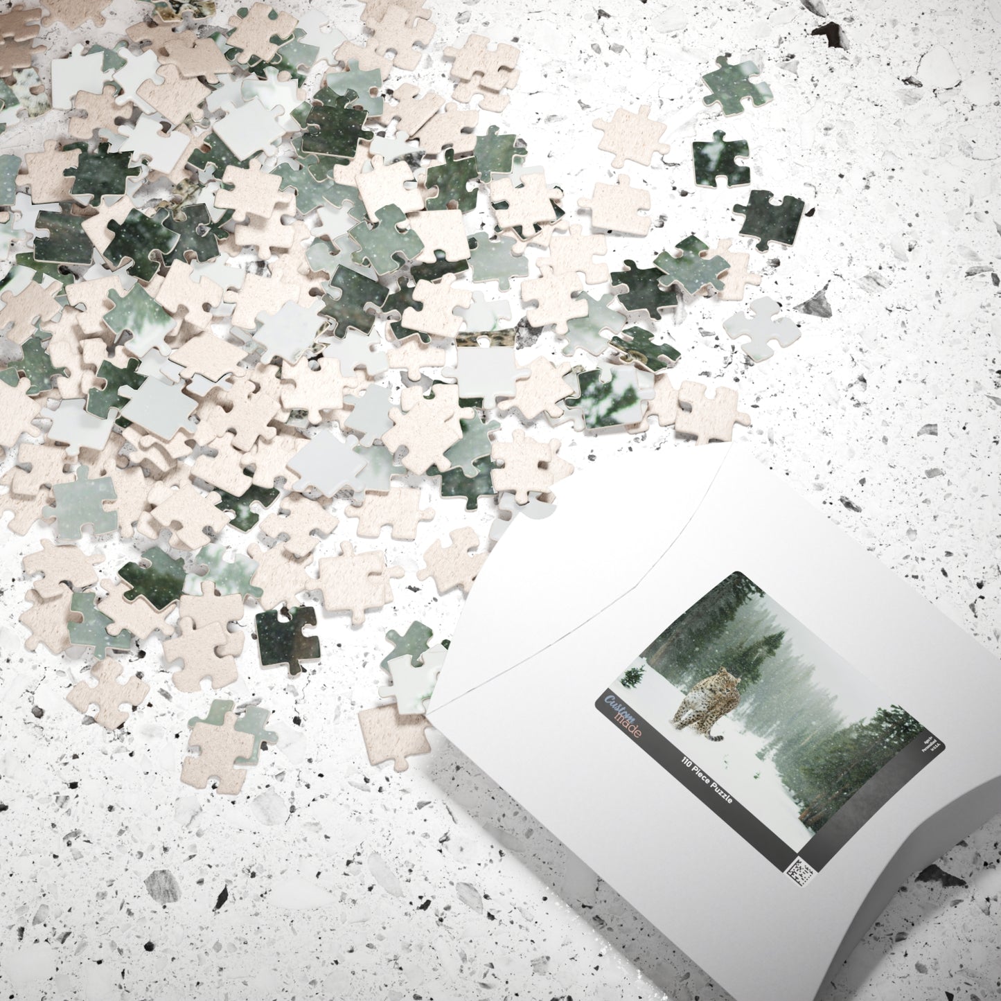 Take on the challenge of this Leopard In A Snow Storm Puzzle! With 110 to 1014 pieces, this puzzle will put your skills to the test as you piece together a stunning image of a leopard in its natural habitat.