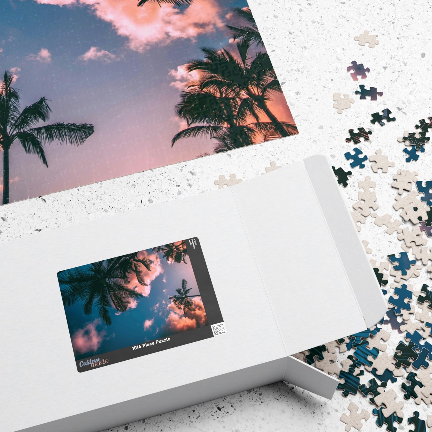 Indulge in the ultimate luxury puzzle experience with our Pink Clouds Palm Trees Puzzle. With 110 to 1014 pieces, this puzzle features a dreamy pink sky and lush palm trees, transporting you to a world of relaxation. Perfect for both puzzle enthusiasts and art lovers, this puzzle is a must-have for your collection.