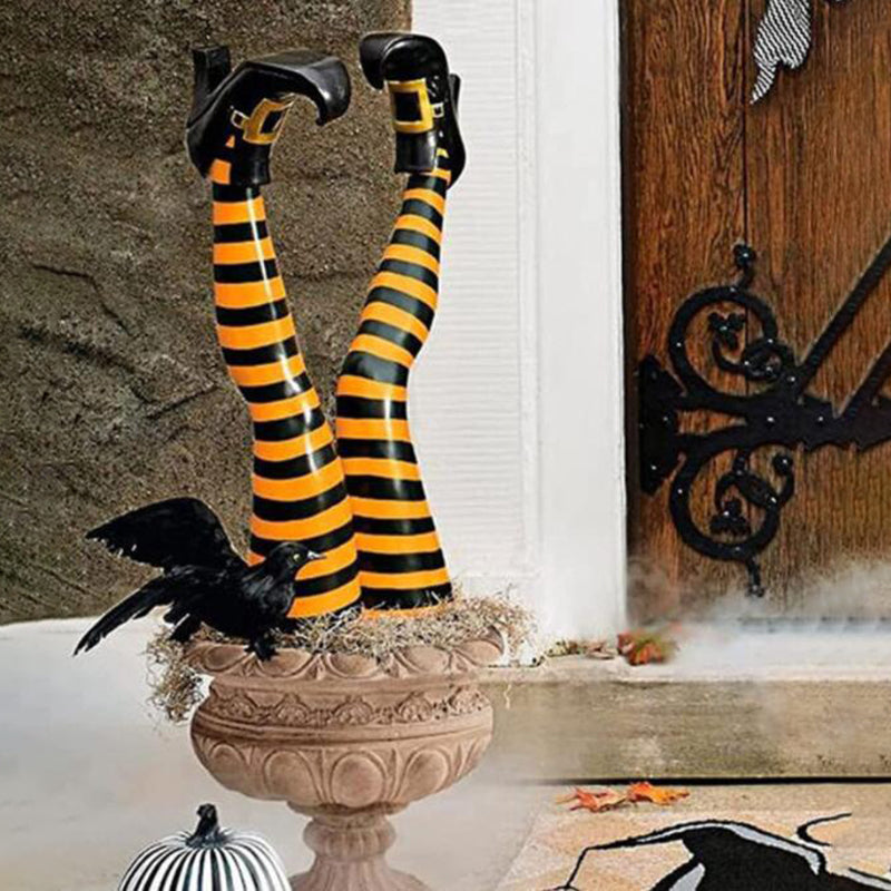 Add a spooky twist to your Halloween décor with these Fun Halloween Upside Down Witch Legs! Perfect for creating a cheeky, eye-catching display, these legs look like a witch has crash-landed into your lawn or porch.