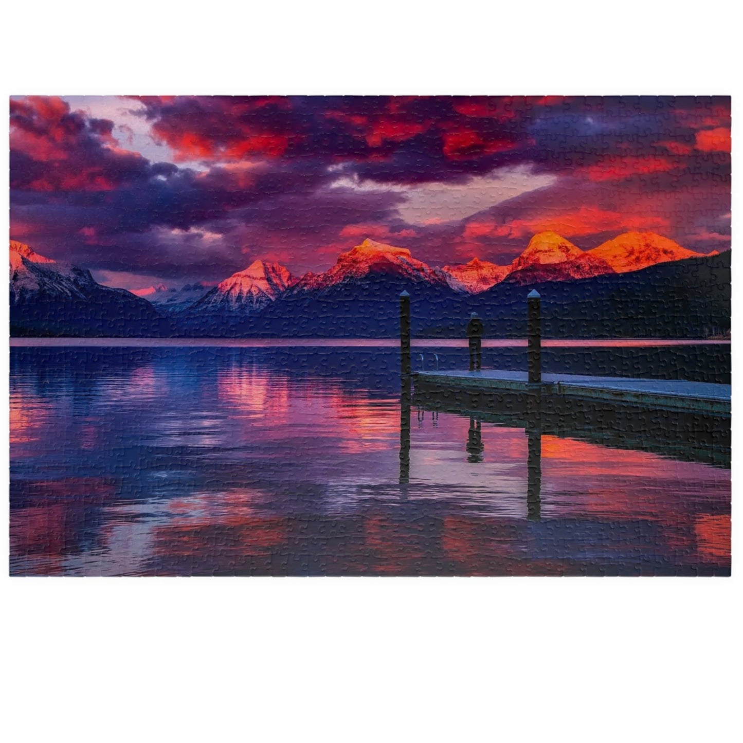 Experience the beauty of nature with our Pink Sunset at the Lake Puzzle! Assemble 110 to 1014 pieces to reveal a breathtaking scene of a pink-hued sunset over a tranquil lake. Perfect for puzzle enthusiasts and nature lovers alike.