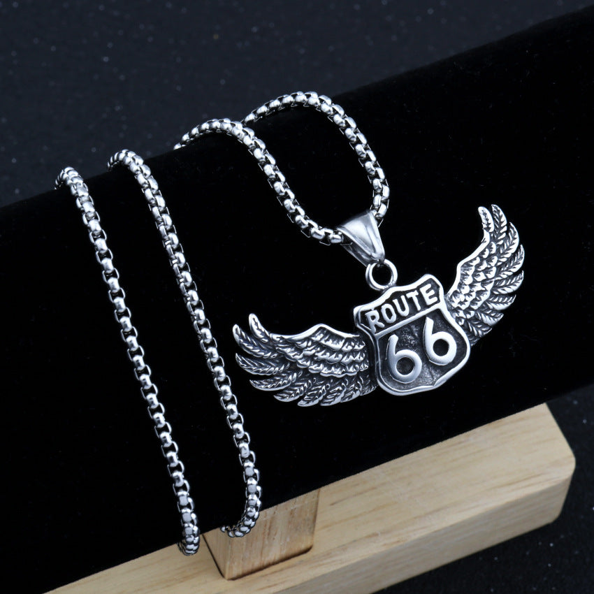 Fuel your wanderlust with the Route 66 Titanium necklace. Made from durable titanium, this necklace is perfect for those who love to travel and embrace new adventures. With its iconic design and strength, it's the perfect accessory to add to your collection. Let the road lead you with this necklace.