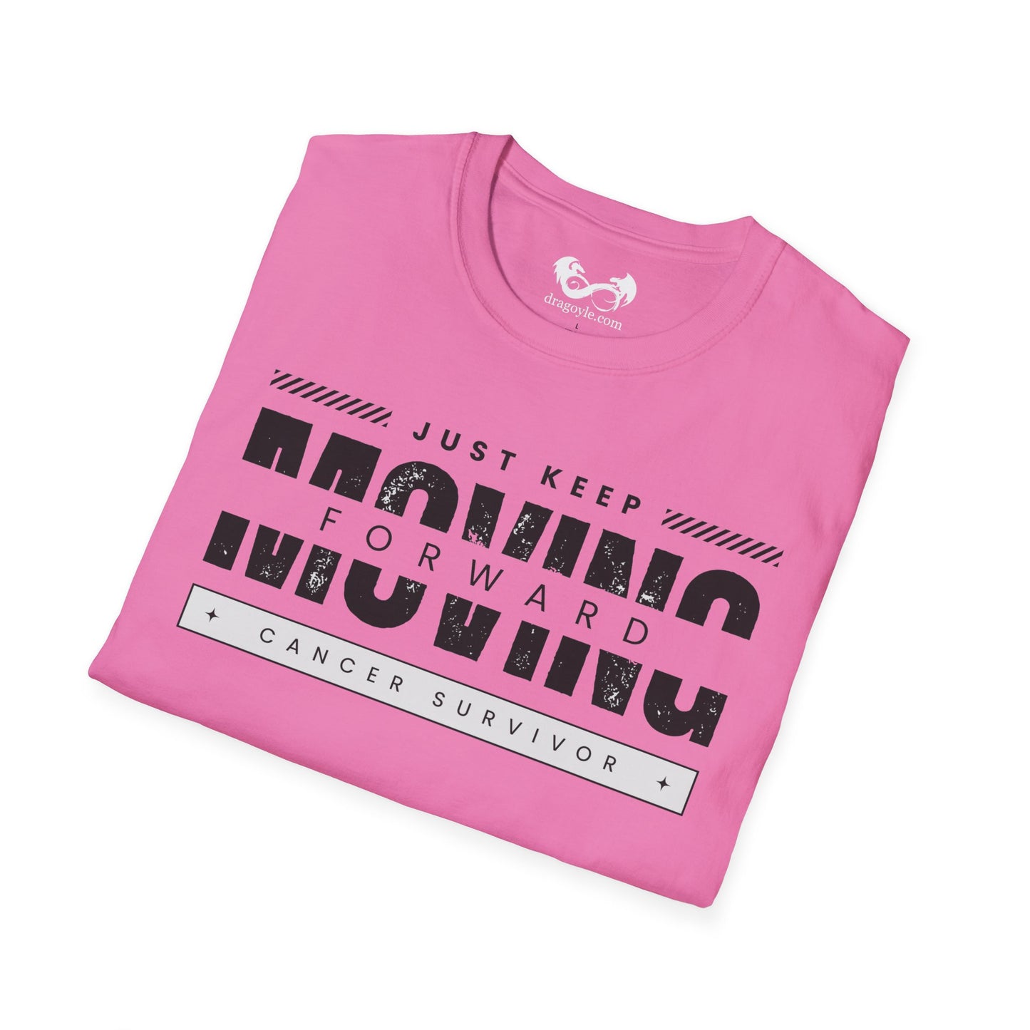 This unisex t-shirt is a canvas for self-expression, crafted for those who embrace resilience. With the phrase "Just Keep Moving Forward - Cancer Survivor" emblazoned across the chest, it celebrates strength and spirit.