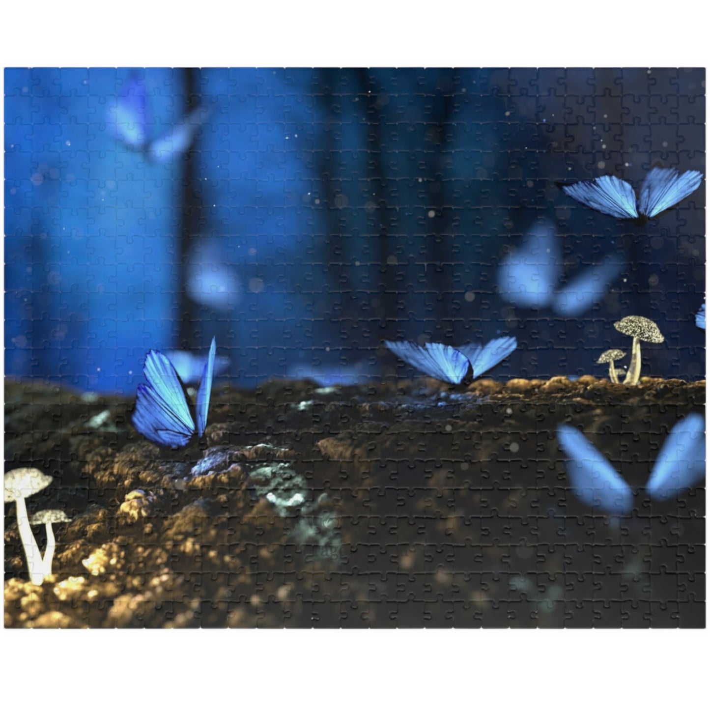 Indulge in the magical world of nature with our Glowing Mushrooms Blue Butterflies Puzzle. Designed with intricate details of glowing mushrooms and blue butterflies, this puzzle will transport you to a whimsical wonderland. Choose from 110 to 1014 pieces for a challenging yet relaxing experience. Perfect for any puzzle enthusiast looking for a touch of luxury in their leisure time.