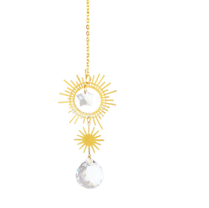 Add a touch of positivity and joy to your home with our Golden Crystal Mood Enhancing Sun Catchers. These stunning sun catchers are designed to enhance your mood and uplift your spirit, making them the perfect addition to any room. Let the golden crystals refract light and positive vibes into your space.