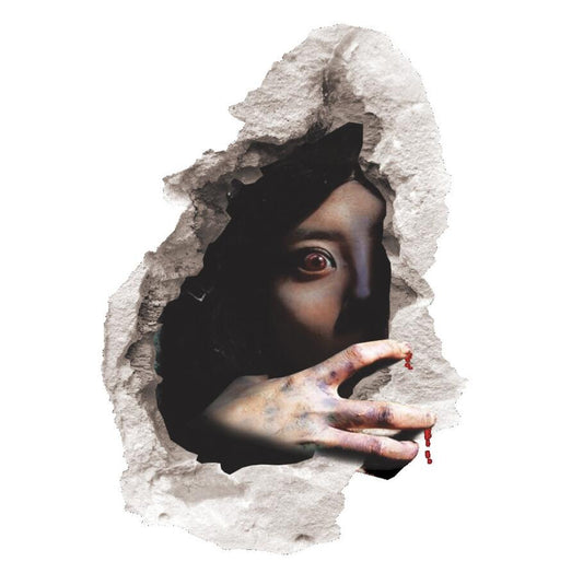 Make your Halloween decorations unforgettable with these Large Halloween Creepy 3D Bloody Broken Girl Stickers. Featuring a chilling, realistic design, they add spine-tingling depth and gore to any surface.