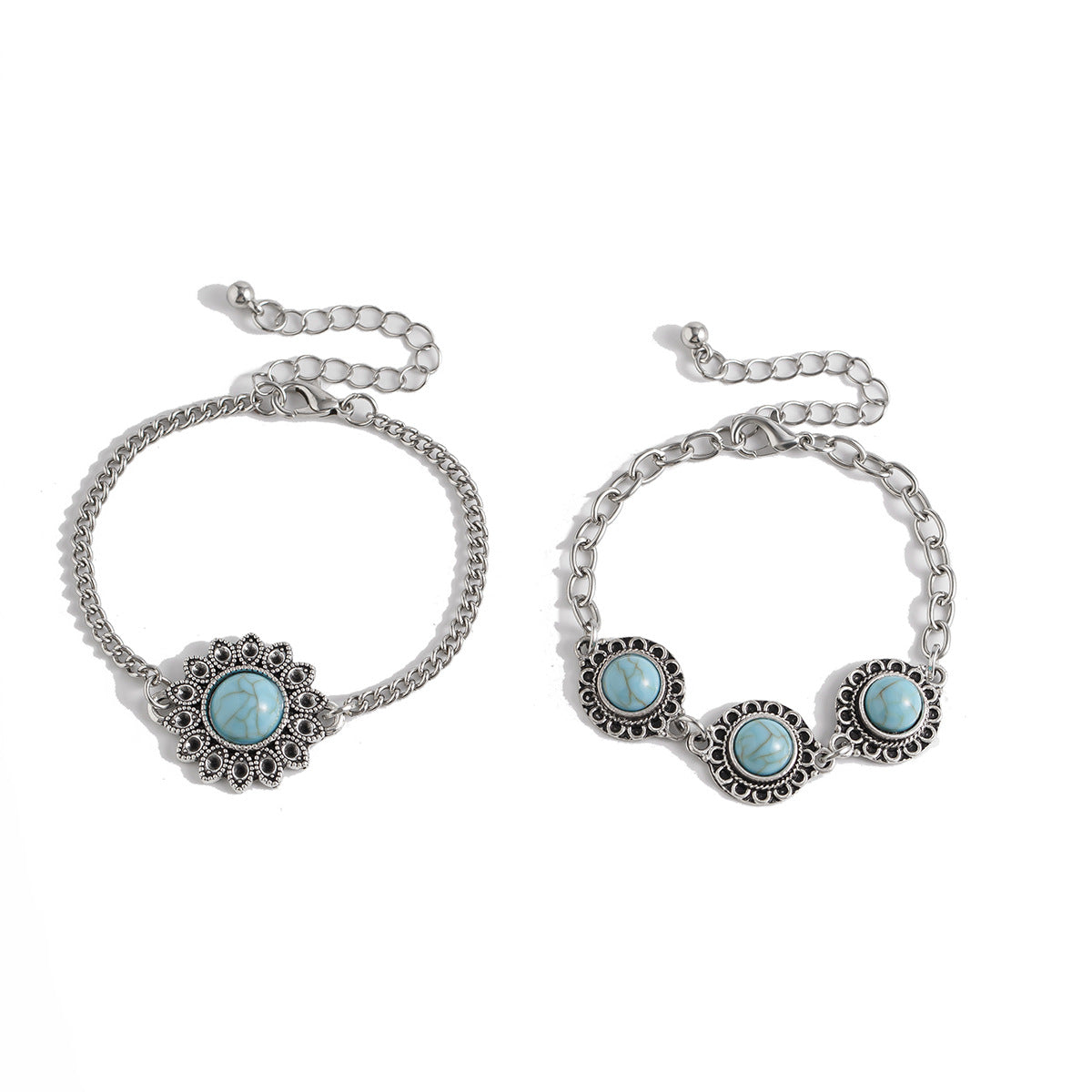 Indulge in elegant nostalgia with our Retro Style Turquoise Bracelet Set. This luxurious set features vintage-inspired designs and stunning turquoise stones, adding a touch of timeless sophistication to any outfit. Elevate your style with these exquisite bracelets that will make you feel like a true fashion icon.
