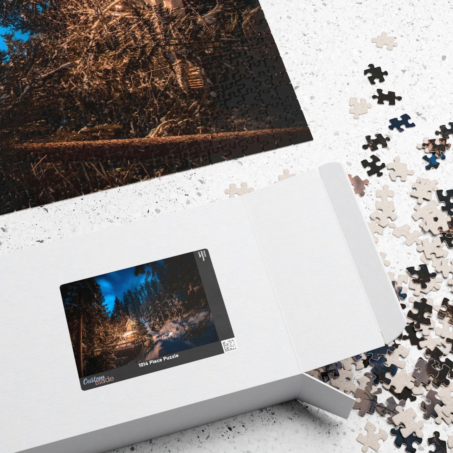 Experience the tranquility and beauty of nature with our Secluded Mountain Cabin Puzzle. With 110 to 1014 pieces, this puzzle offers a challenging and rewarding activity for puzzle enthusiasts. Piece by piece, reveal the serene mountain scenery and escape to your very own secluded cabin. Perfect for those seeking a peaceful escape from the busy world.