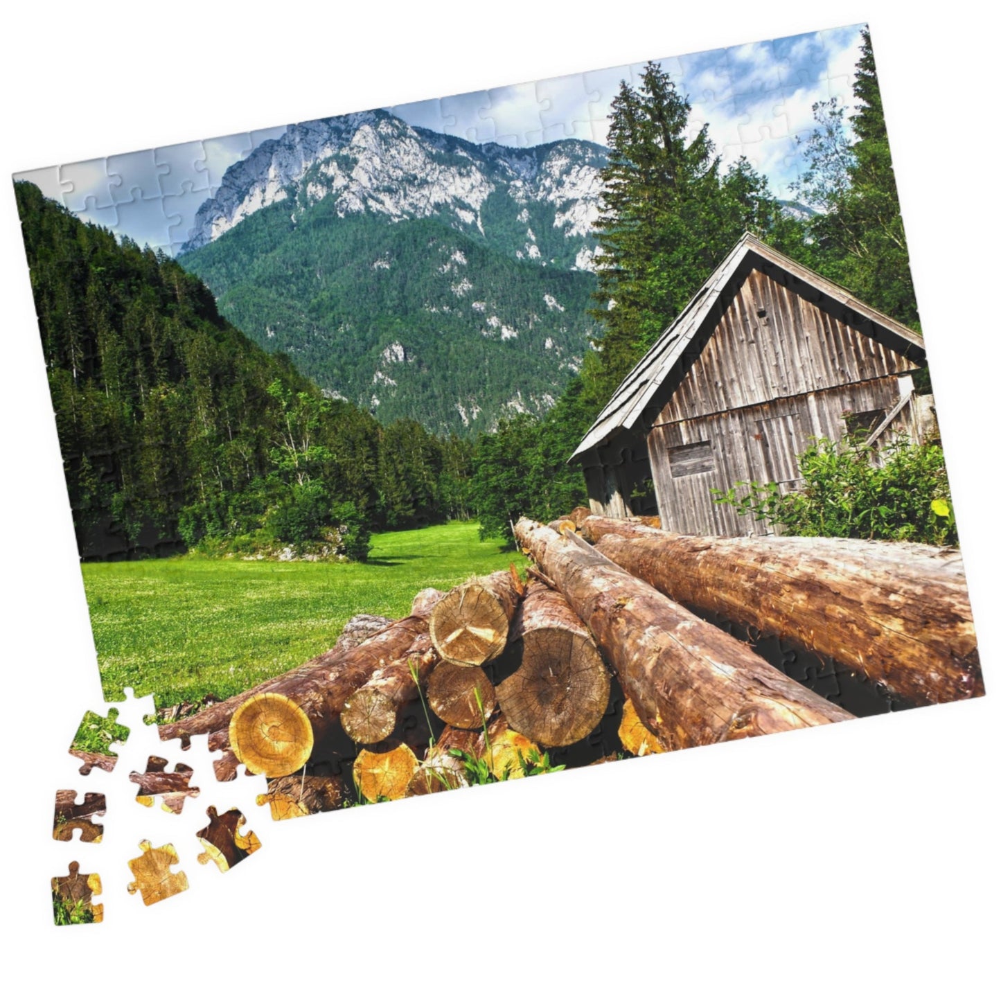 Experience the joys of the great outdoors with our Wood Cabin Mountains Puzzle. With 110-1014 pieces, this puzzle features a cozy wood cabin set against a stunning mountain backdrop. Made from high-quality materials, this puzzle is a perfect addition to any puzzle enthusiast's collection.