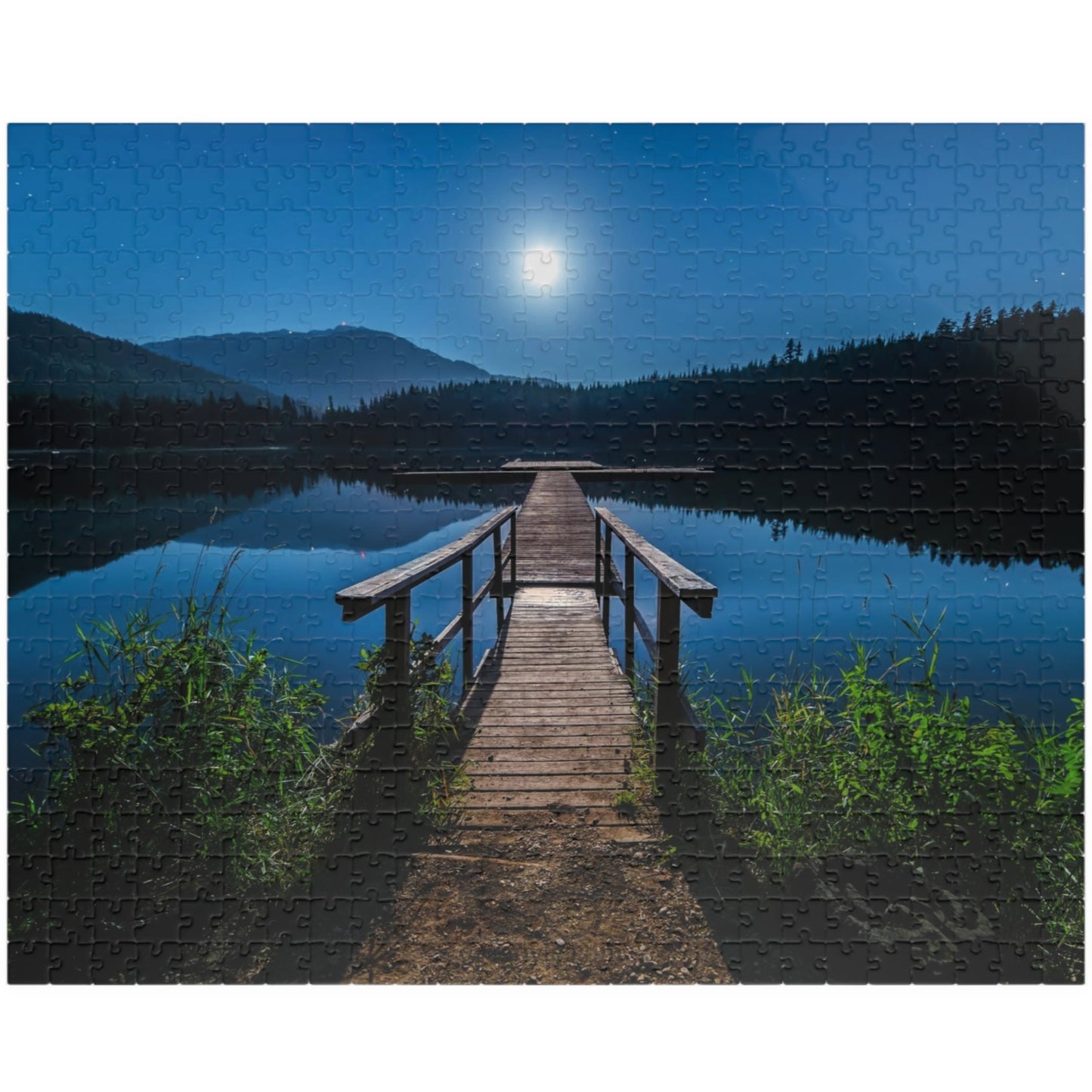 Experience the calming beauty of the Blue Moon At The Lake Puzzle. With 110 to 1014 pieces, this puzzle is perfect for all levels. Immerse yourself in the artistry of the blue moon reflecting on the serene lake, and feel the peace and tranquility it brings. A delightful challenge for any puzzle enthusiast.