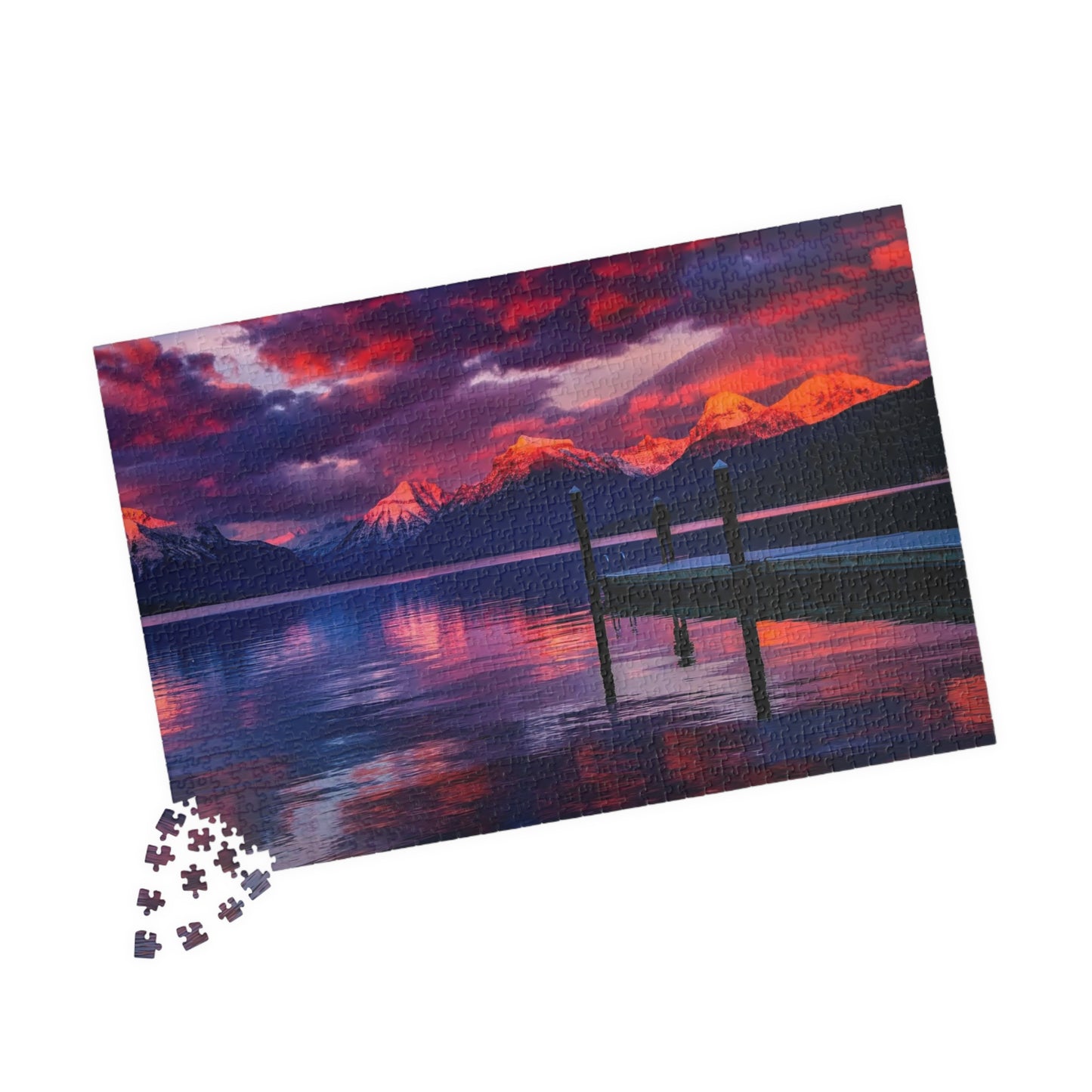 Pink Sunset at the Lake Puzzle - 110 to 1014 Pieces