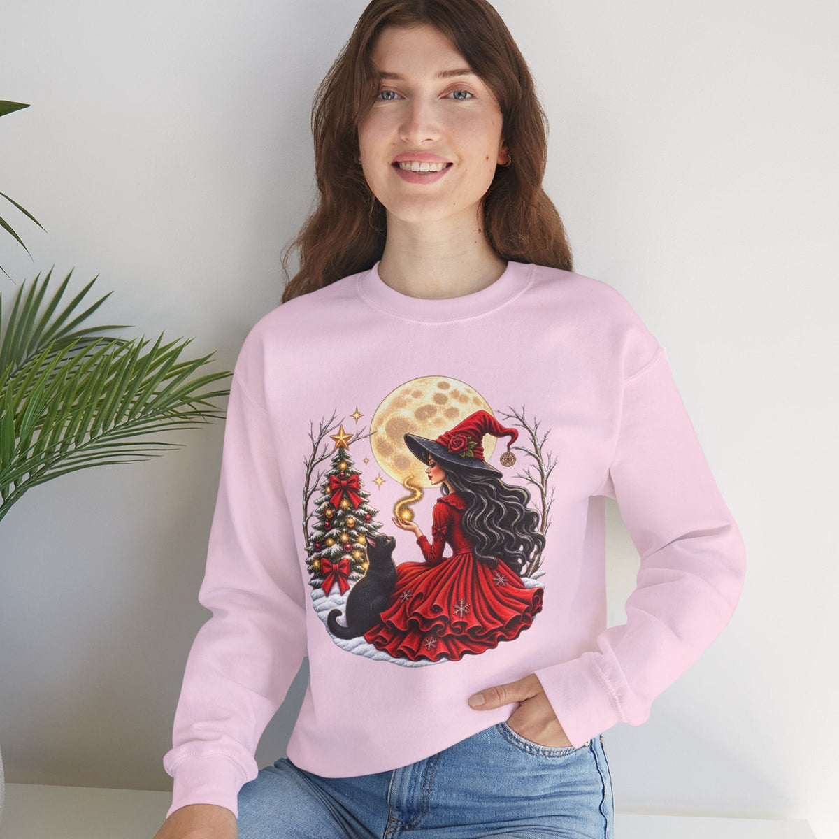 Christmas Witch Crewneck Sweatshirt – Magical Holiday Winter Design