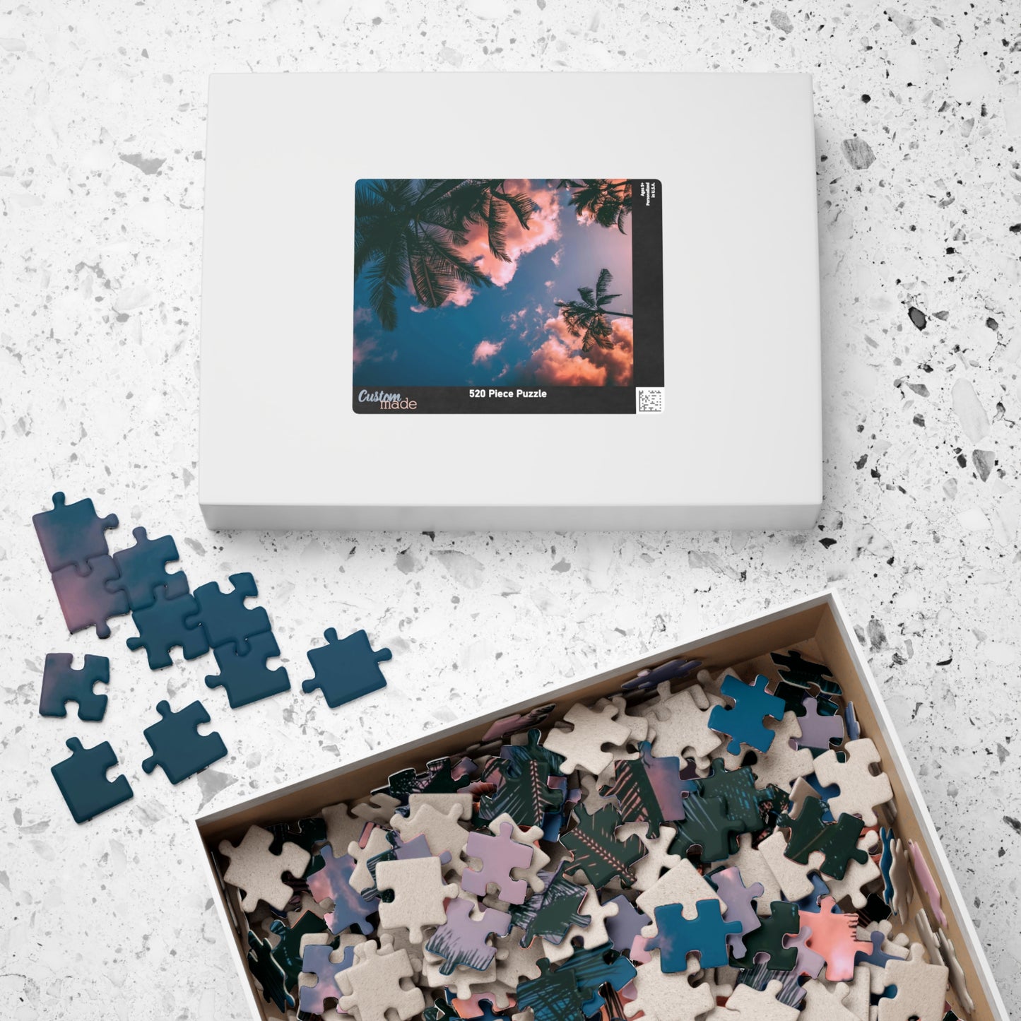 Indulge in the ultimate luxury puzzle experience with our Pink Clouds Palm Trees Puzzle. With 110 to 1014 pieces, this puzzle features a dreamy pink sky and lush palm trees, transporting you to a world of relaxation. Perfect for both puzzle enthusiasts and art lovers, this puzzle is a must-have for your collection.