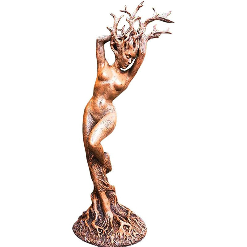 Bring the enchantment of the forest into your home with our Forest God and Tree Goddess statue made of durable resin. Hand-crafted with intricate details, this statue will add a mystical touch to any room. Perfect for nature lovers, this statue is a must-have addition to your decor.