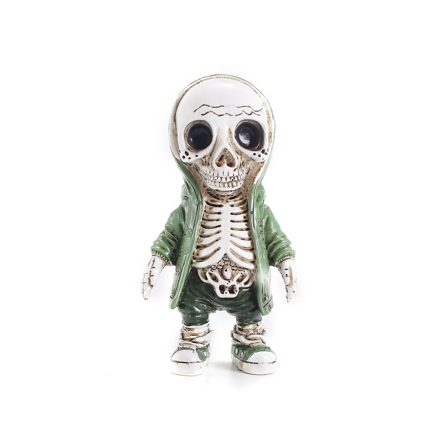 Add a spooky touch to your Halloween decor with this Resin Skeleton Doll Decoration. Crafted from durable resin, it offers a realistic skeletal look that's perfect for creating an eerie atmosphere.