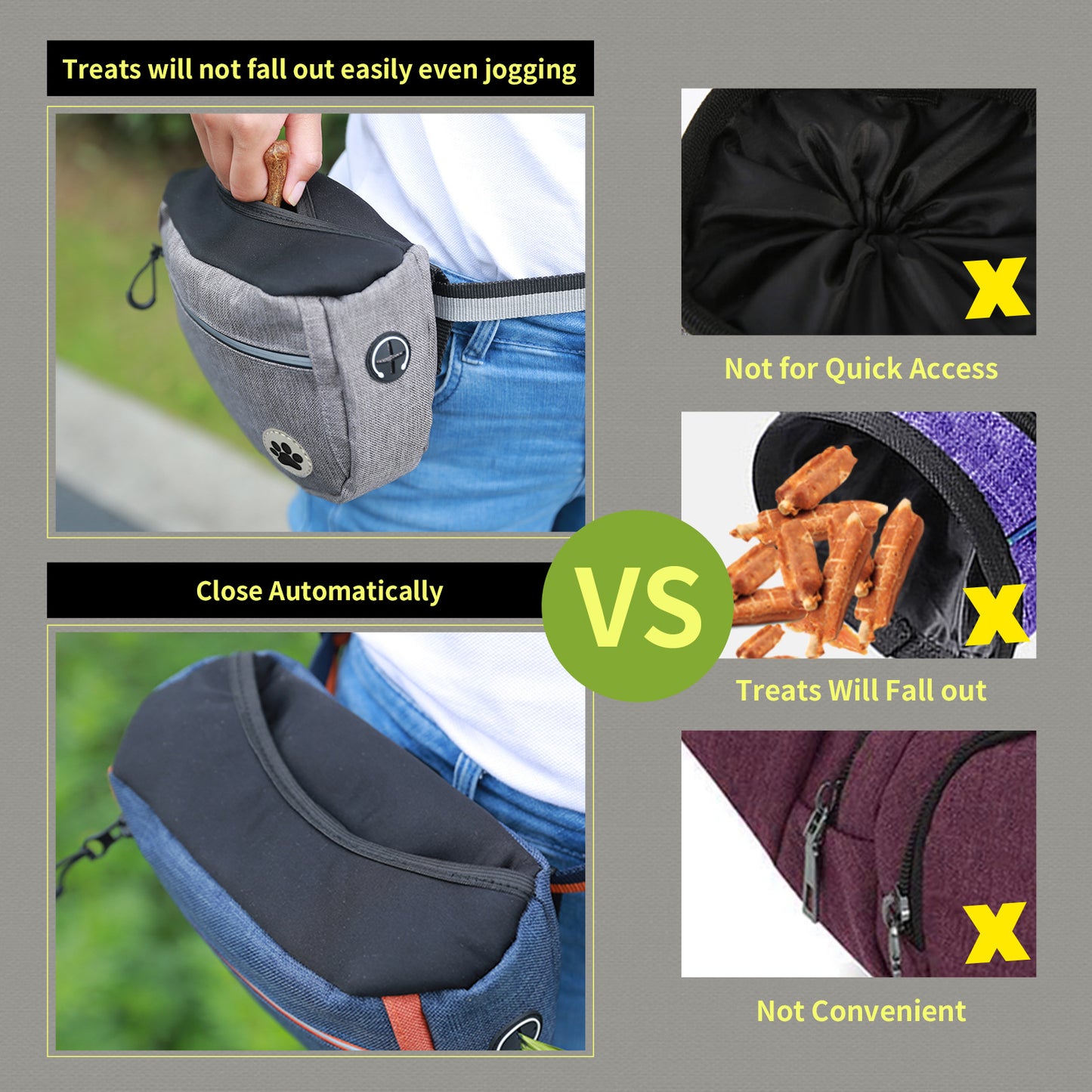 Keep your pet training sessions organized and efficient with this Pet Training Snack Bag With Pockets. Designed for easy access, it features multiple pockets to hold treats, toys, and essentials securely.