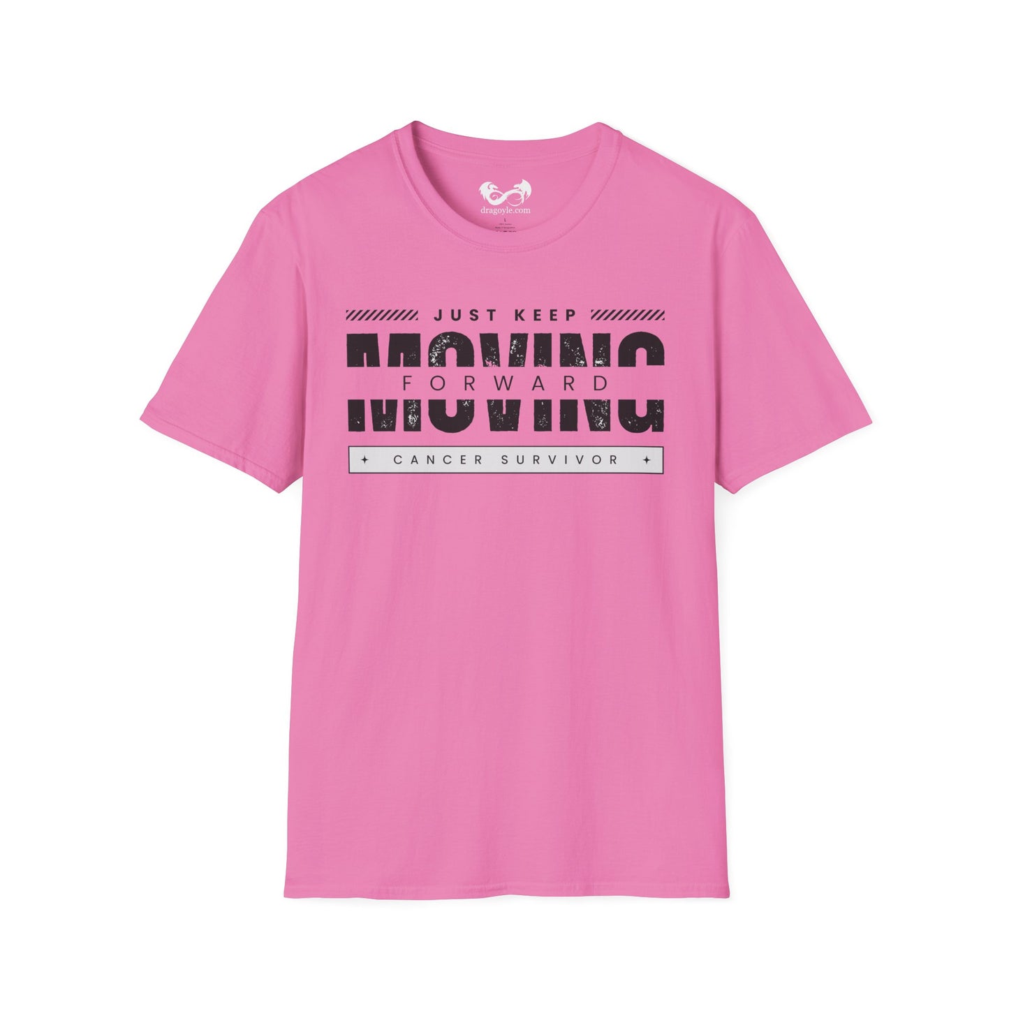 This unisex t-shirt is a canvas for self-expression, crafted for those who embrace resilience. With the phrase "Just Keep Moving Forward - Cancer Survivor" emblazoned across the chest, it celebrates strength and spirit.