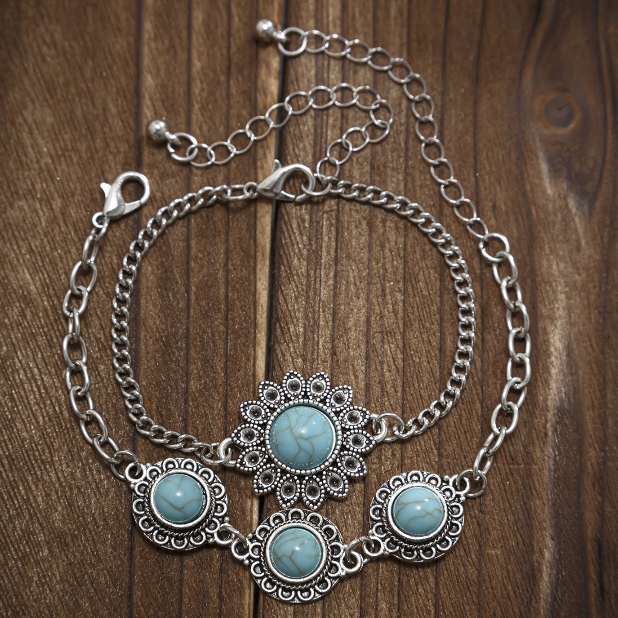 Indulge in elegant nostalgia with our Retro Style Turquoise Bracelet Set. This luxurious set features vintage-inspired designs and stunning turquoise stones, adding a touch of timeless sophistication to any outfit. Elevate your style with these exquisite bracelets that will make you feel like a true fashion icon.