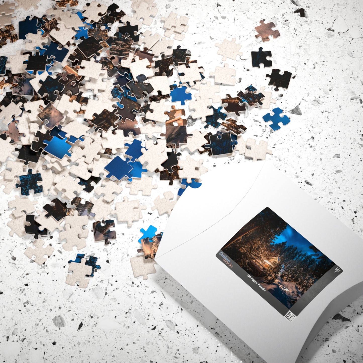 Experience the tranquility and beauty of nature with our Secluded Mountain Cabin Puzzle. With 110 to 1014 pieces, this puzzle offers a challenging and rewarding activity for puzzle enthusiasts. Piece by piece, reveal the serene mountain scenery and escape to your very own secluded cabin. Perfect for those seeking a peaceful escape from the busy world.