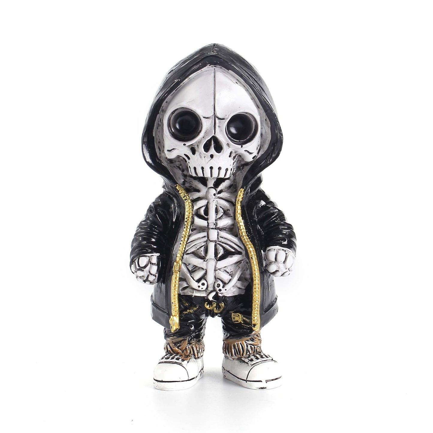 Add a spooky touch to your Halloween decor with this Resin Skeleton Doll Decoration. Crafted from durable resin, it offers a realistic skeletal look that's perfect for creating an eerie atmosphere.