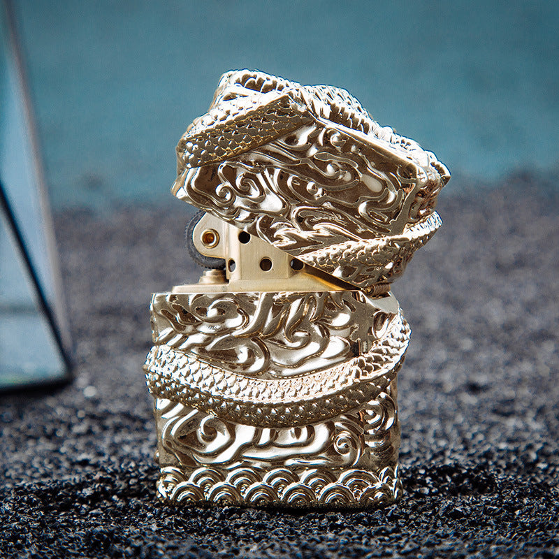 For the luxurious outdoorsman, our Windproof Dragon Armor Lighter offers a reliable and unique way to start a fire. With its intricate dragon armor design, it is both stylish and practical - creating a windproof flame even in the toughest of conditions. Perfect for camping and emergency situations.