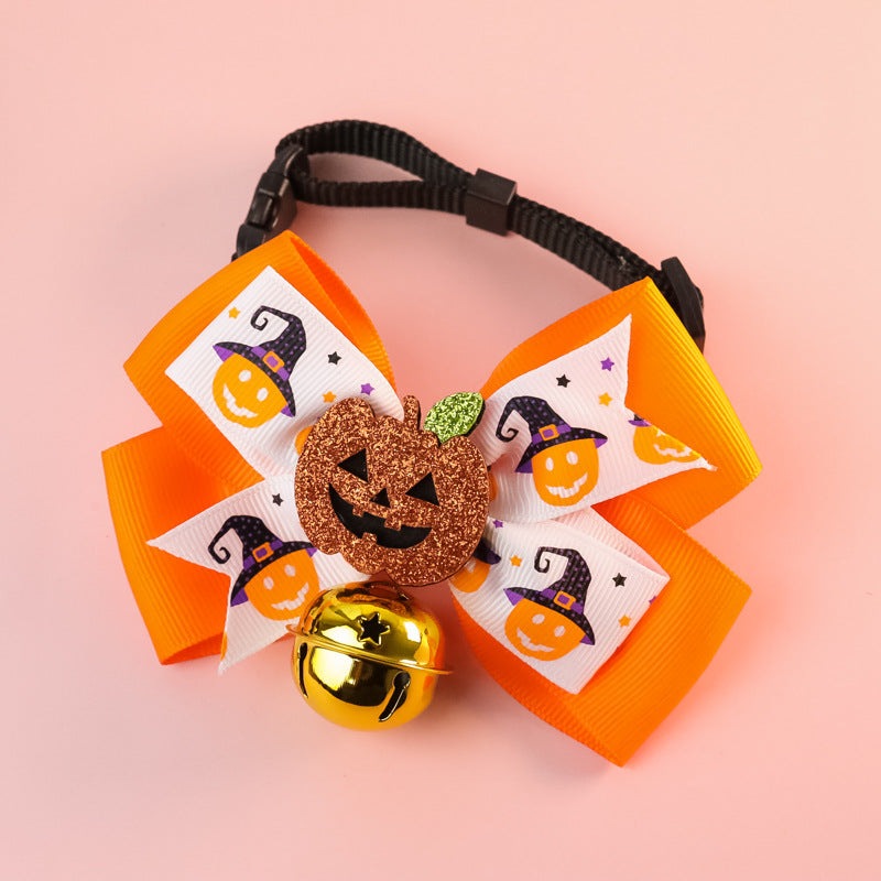 Pet Pumpkin Bell Bow Tie