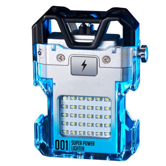This Transparent Flashlight Double Arc Charging Lighter features a sleek, transparent design. Equipped with two reversible arc charging points, it optimizes efficiency for both lightning and micro USB rechargeable devices.
