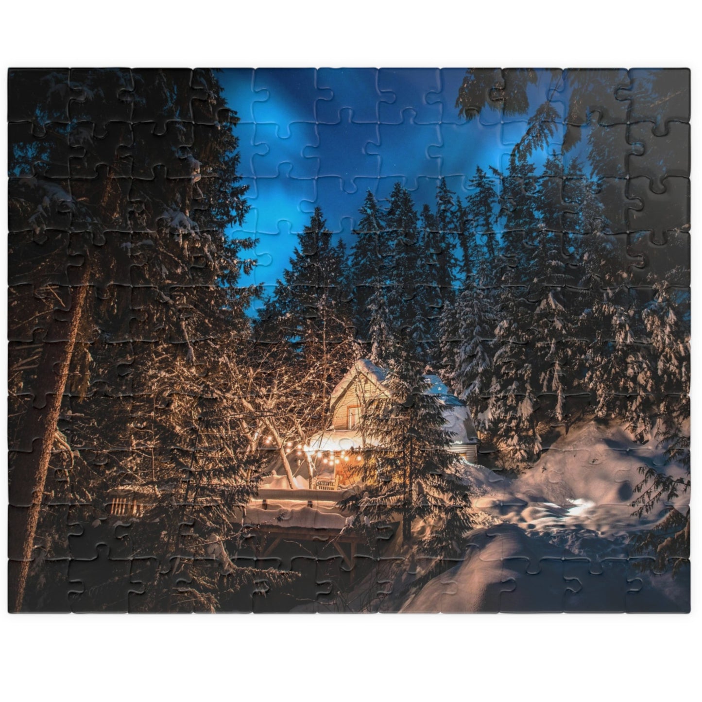 Experience the tranquility and beauty of nature with our Secluded Mountain Cabin Puzzle. With 110 to 1014 pieces, this puzzle offers a challenging and rewarding activity for puzzle enthusiasts. Piece by piece, reveal the serene mountain scenery and escape to your very own secluded cabin. Perfect for those seeking a peaceful escape from the busy world.
