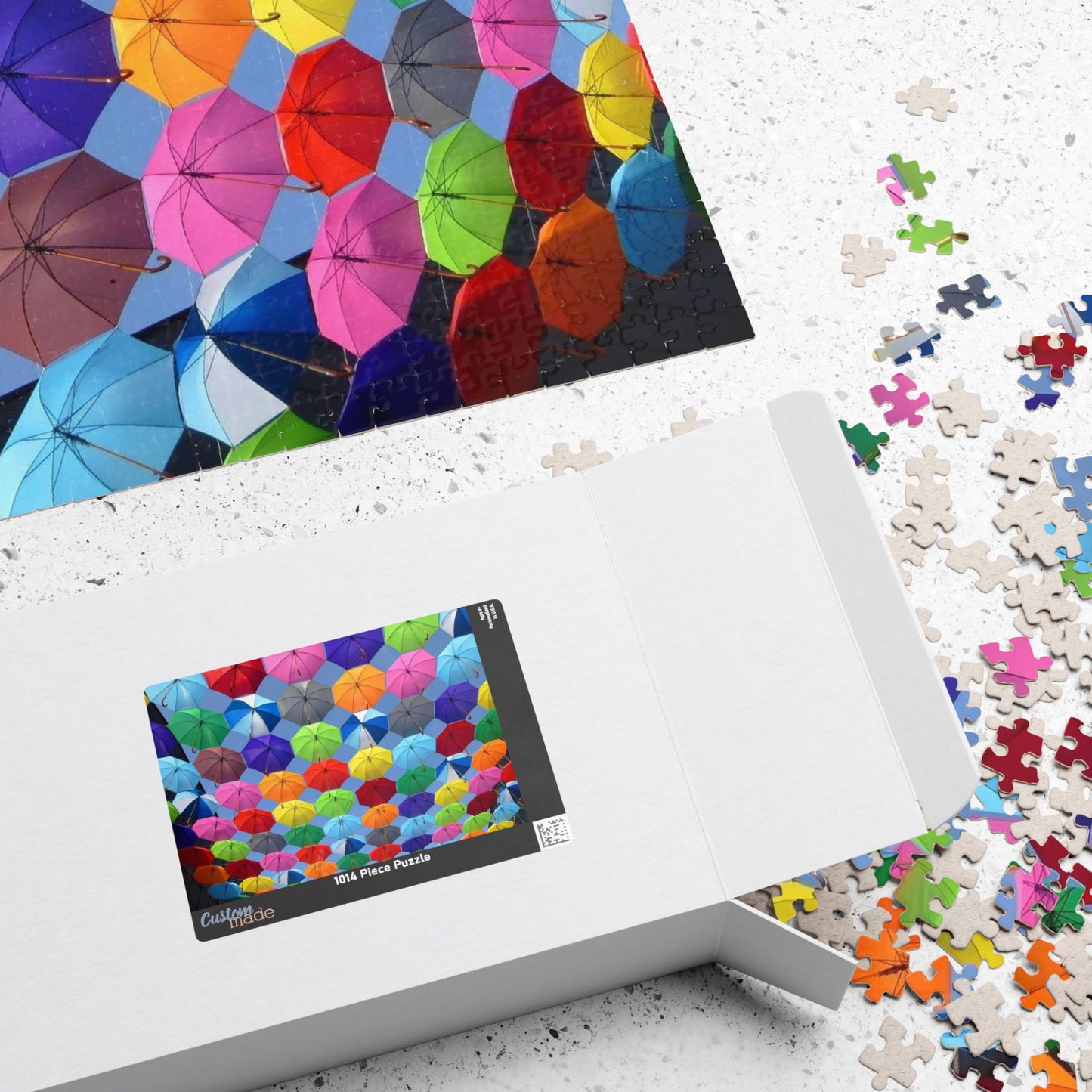 Piece together fun on rainy days with our quirky Colorful Umbrella's Puzzle! With 110 to 1014 pieces, this puzzle will keep you entertained for hours. Perfect for all ages, this colorful puzzle makes for a great addition to your rainy day activities.