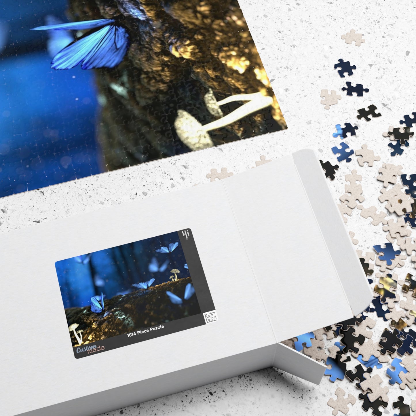 Indulge in the magical world of nature with our Glowing Mushrooms Blue Butterflies Puzzle. Designed with intricate details of glowing mushrooms and blue butterflies, this puzzle will transport you to a whimsical wonderland. Choose from 110 to 1014 pieces for a challenging yet relaxing experience. Perfect for any puzzle enthusiast looking for a touch of luxury in their leisure time.