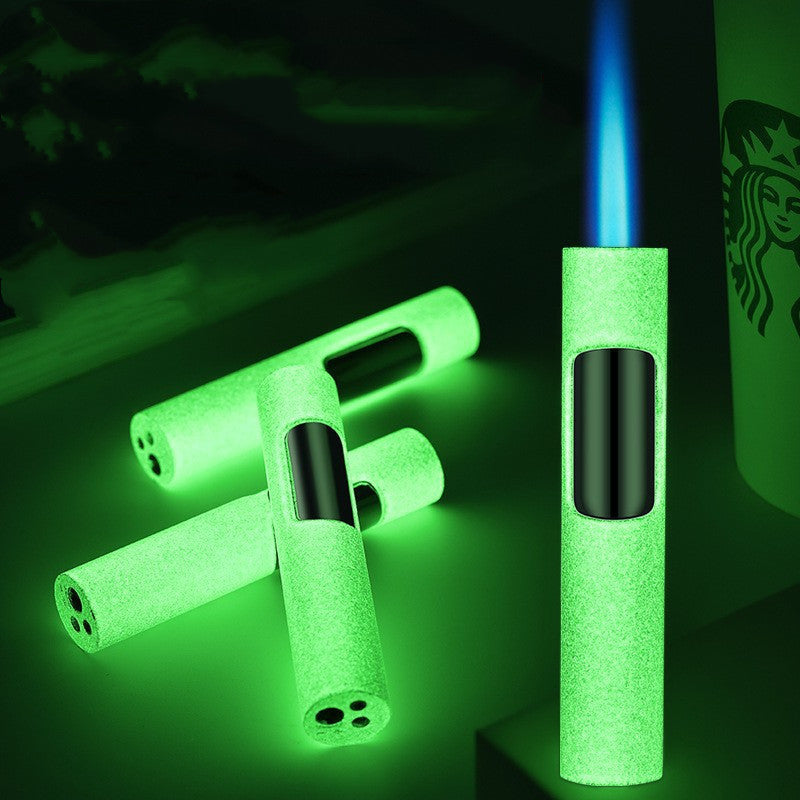 Light up any situation with this Luminous Cylindrical Blue Flame Lighter! With its distinctive blue flame and sleek design, it's sure to be both an attractive and functional addition to your life.
