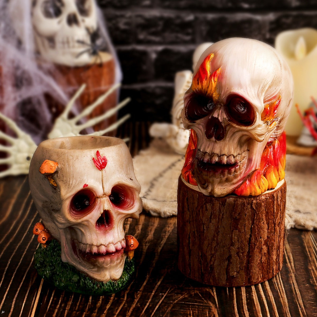 Transform your Halloween celebration with these Resin Skull Party Decorations. Crafted for a realistic yet durable look, they add an eerie charm to any space. Perfect for creating a spooky atmosphere, these skulls are ideal for parties, haunted houses, or seasonal decor.