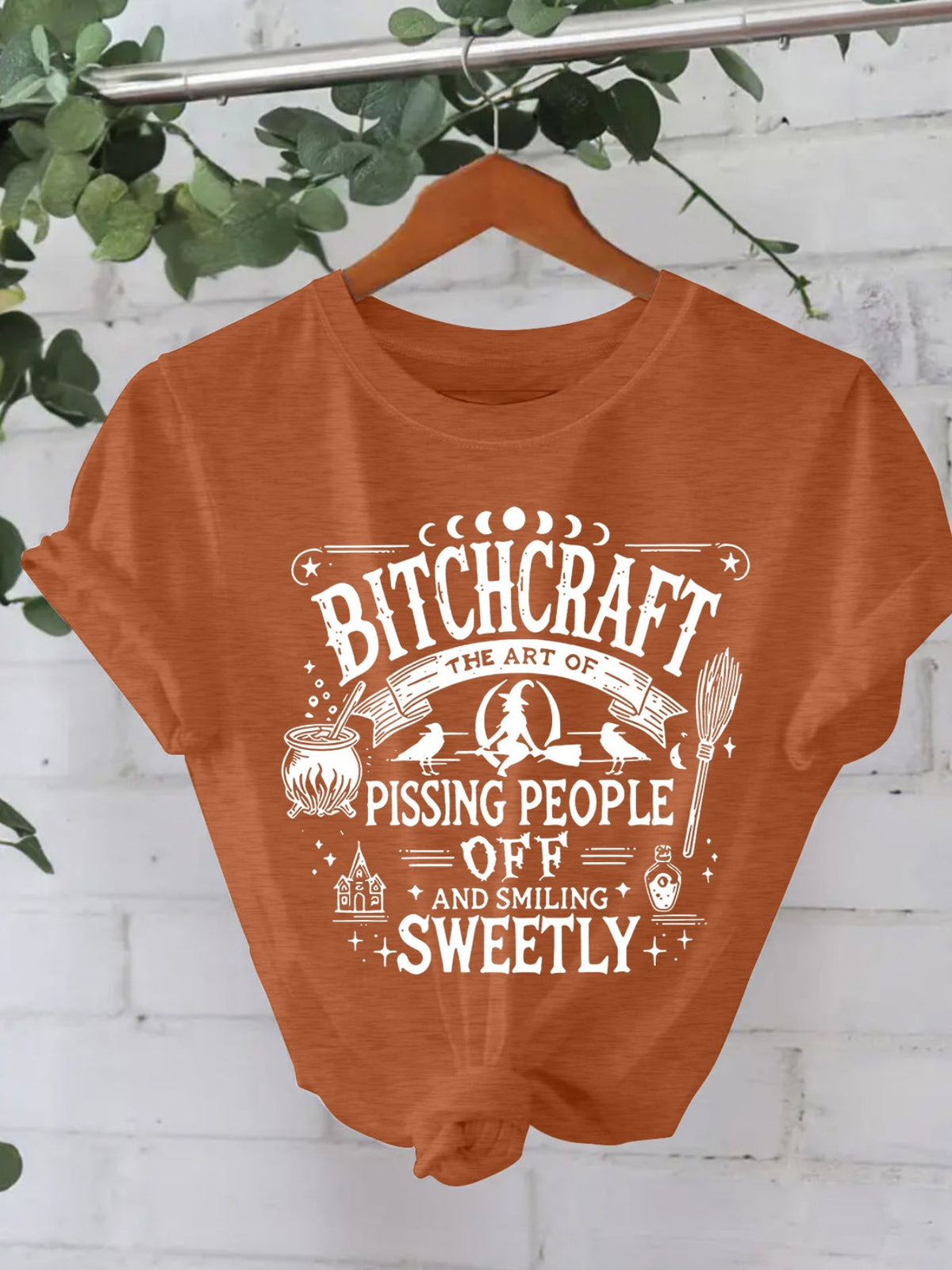 Bitchcraft Halloween Printed Round Neck Loose T-shirt
