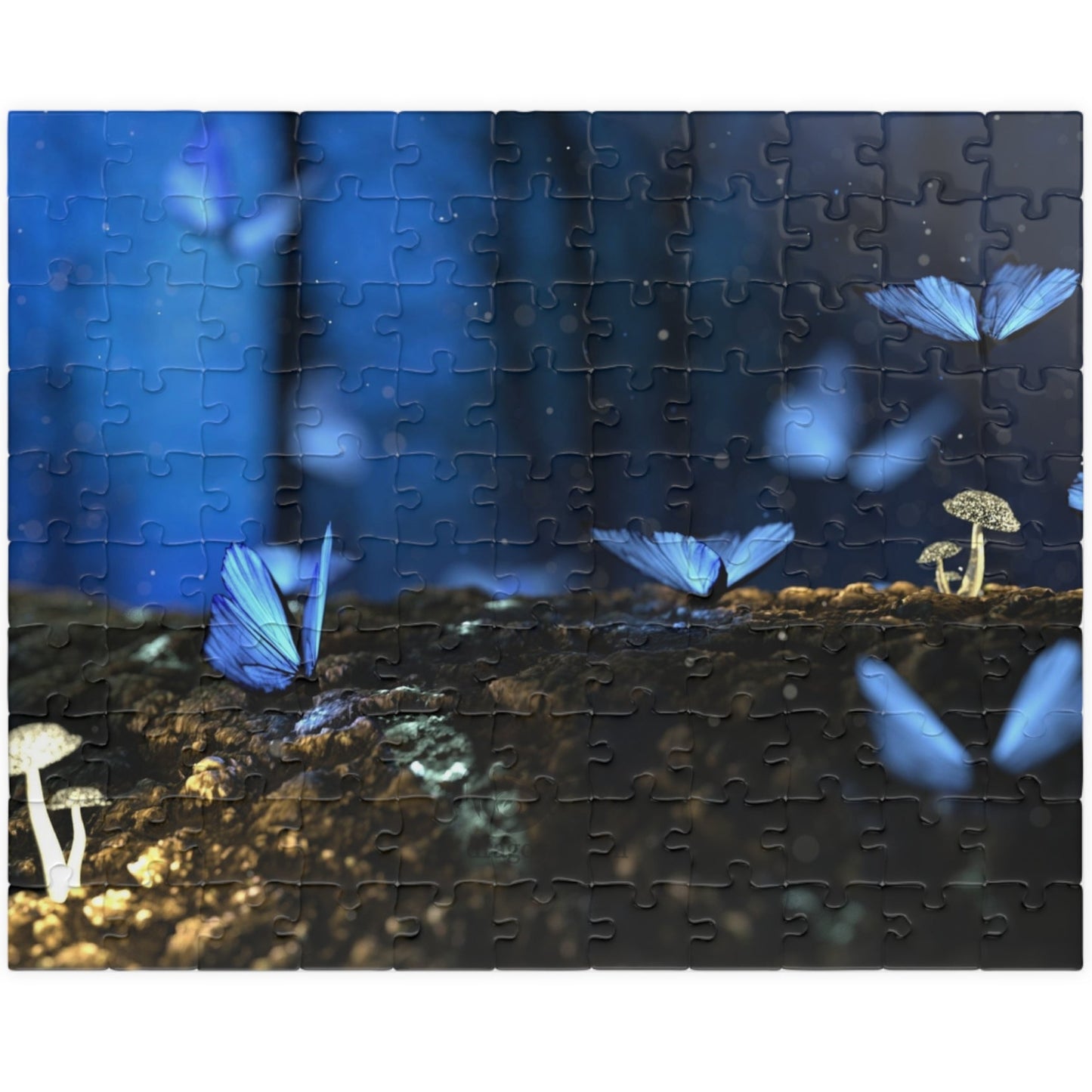 Indulge in the magical world of nature with our Glowing Mushrooms Blue Butterflies Puzzle. Designed with intricate details of glowing mushrooms and blue butterflies, this puzzle will transport you to a whimsical wonderland. Choose from 110 to 1014 pieces for a challenging yet relaxing experience. Perfect for any puzzle enthusiast looking for a touch of luxury in their leisure time.