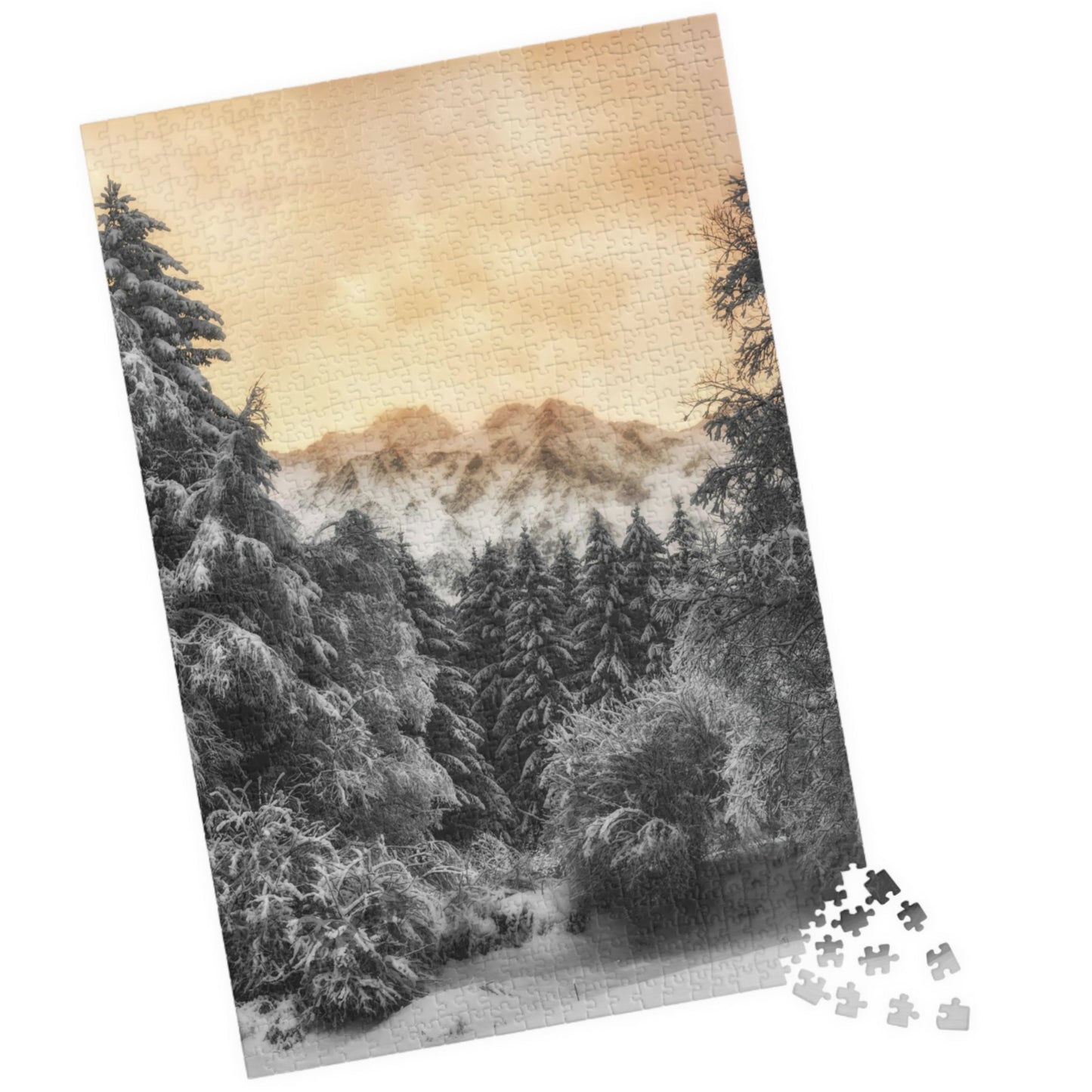Escape into a magical winter wonderland with our Mystical Winter Mountains Puzzle. With 110 to 1014 pieces to assemble, this puzzle will offer hours of meditative relaxation and a sense of accomplishment once completed. Perfect for puzzle enthusiasts and those in need of a calming activity.