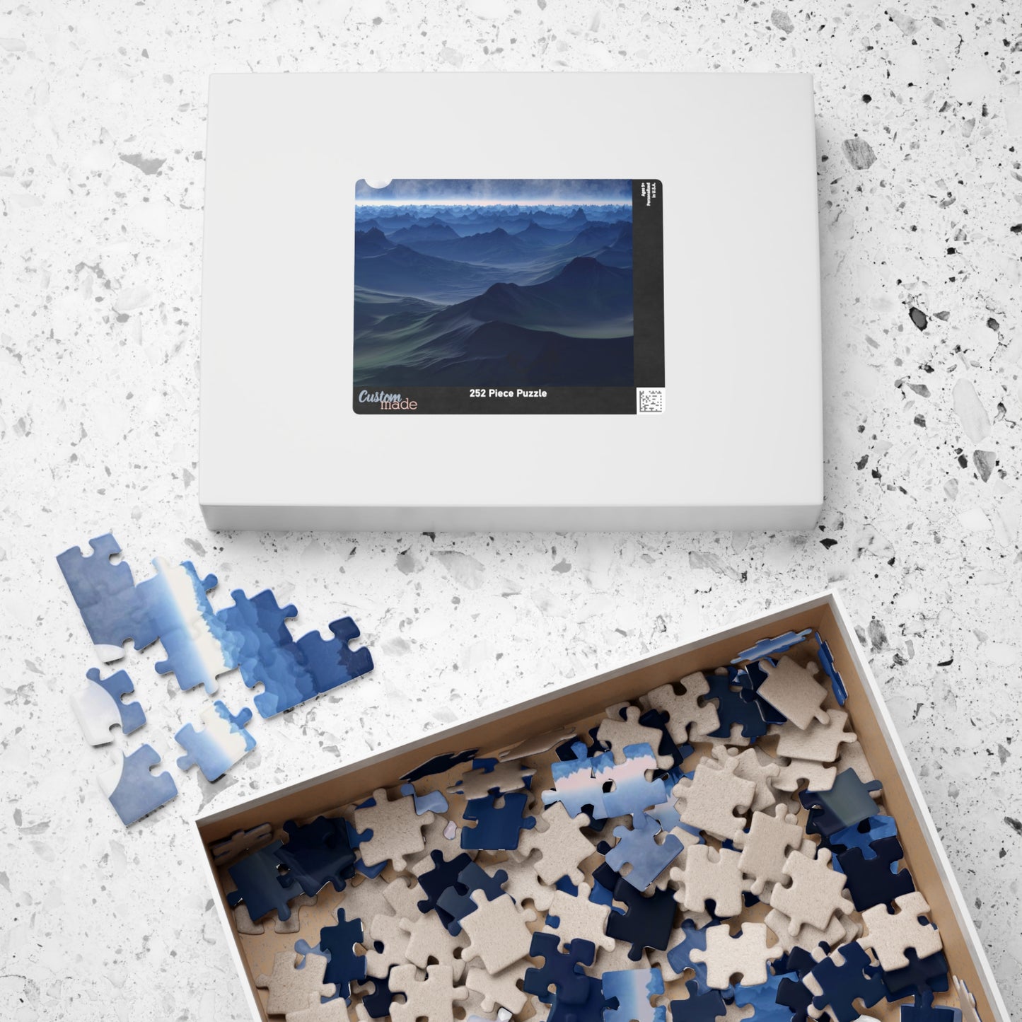 Experience the beauty of the night sky with our Blue Moon Landscape Puzzle. With 110 to 1014 pieces, this puzzle will challenge and delight any puzzle enthusiast. Piece together a stunning landscape with a breathtaking blue moon as the centerpiece.