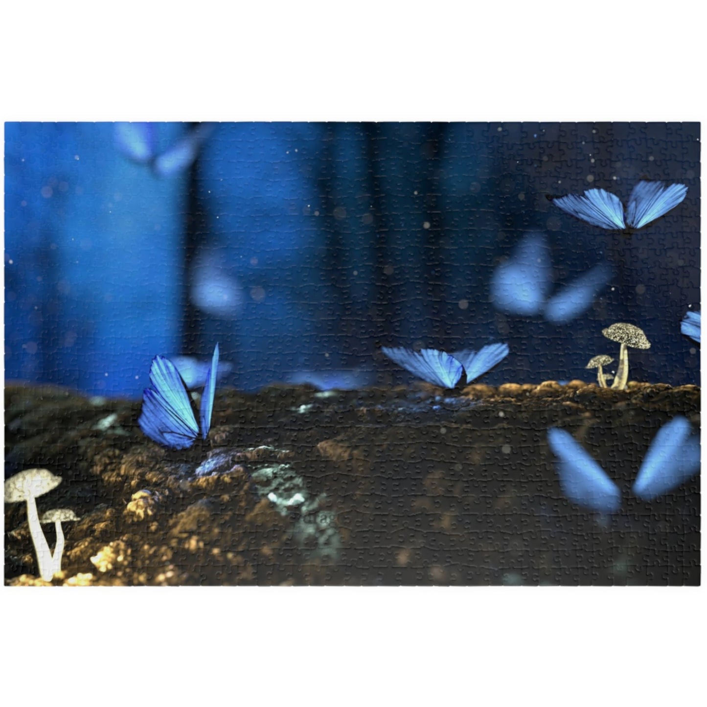 Indulge in the magical world of nature with our Glowing Mushrooms Blue Butterflies Puzzle. Designed with intricate details of glowing mushrooms and blue butterflies, this puzzle will transport you to a whimsical wonderland. Choose from 110 to 1014 pieces for a challenging yet relaxing experience. Perfect for any puzzle enthusiast looking for a touch of luxury in their leisure time.