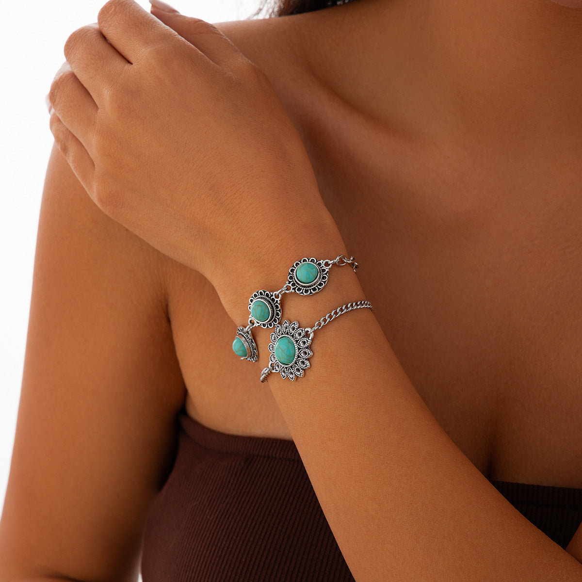 Indulge in elegant nostalgia with our Retro Style Turquoise Bracelet Set. This luxurious set features vintage-inspired designs and stunning turquoise stones, adding a touch of timeless sophistication to any outfit. Elevate your style with these exquisite bracelets that will make you feel like a true fashion icon.