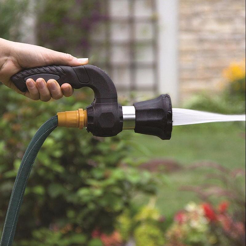 Transform your ordinary garden hose into a powerful cleaning and watering machine with the Mighty Blaster Garden Water Nozzle! With its adjustable spray settings, easily wash away dirt and grime or gently water delicate plants. Save time and effort with this versatile tool.