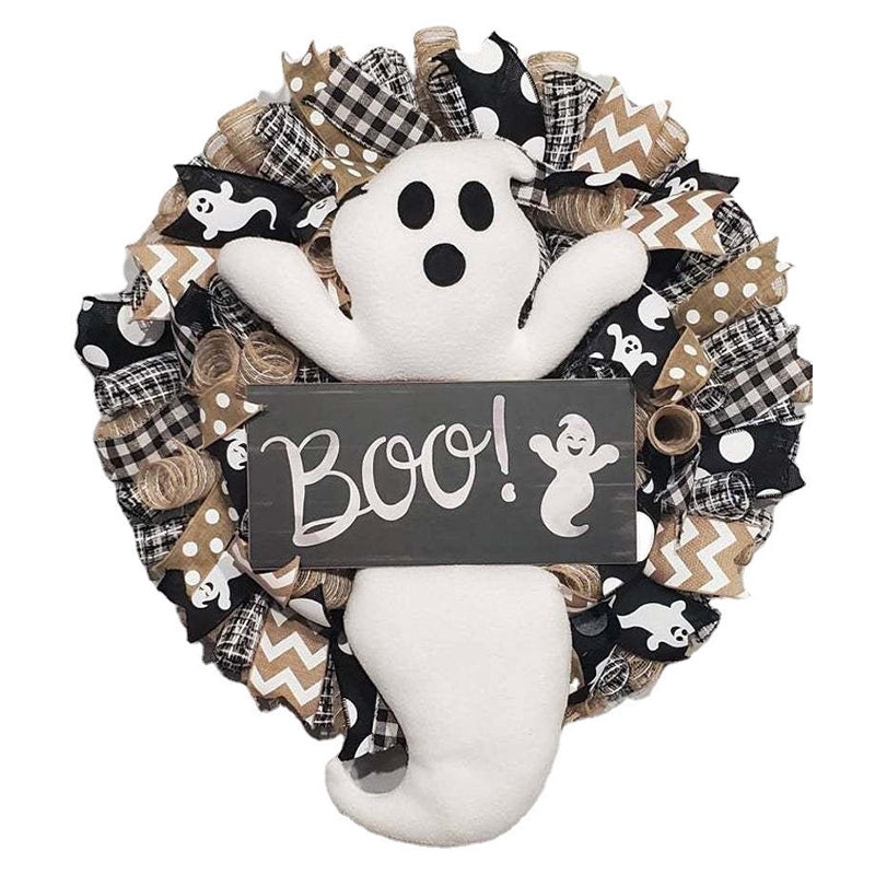 Add a spooky twist to your Halloween decor with this Cute Halloween Ghost Boo Wreath. Featuring playful ghost accents and a bold "Boo" message, it captures the fun and eerie spirit of the season, making your entrance unforgettable.