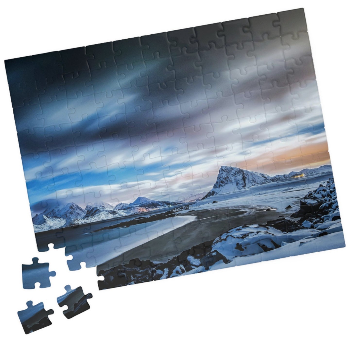 Indulge in the ultimate luxury with our Frozen Mountain Lake Puzzle. With 110 to 1014 pieces, this puzzle features a breathtaking mountain lake scene that will transport you to a serene world of nature. Perfect for challenging your mind and creating a stunning piece of art.