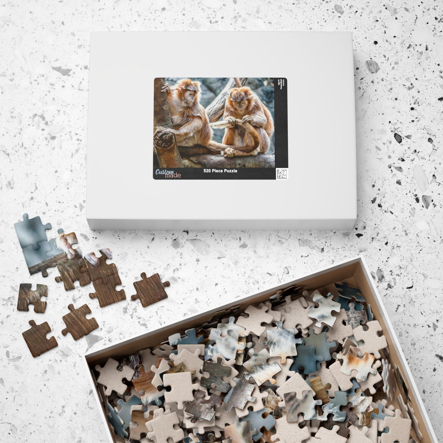 Get ready for endless fun with the Two Adorable Monkeys Puzzle! Featuring two playful monkeys in a stunning 110 to 1014 piece puzzle, this quirky and humorous puzzle is perfect for anyone who doesn't take themselves too seriously. With unique word play, double meanings, and a playful tone, this puzzle is sure to provide hours of entertainment.