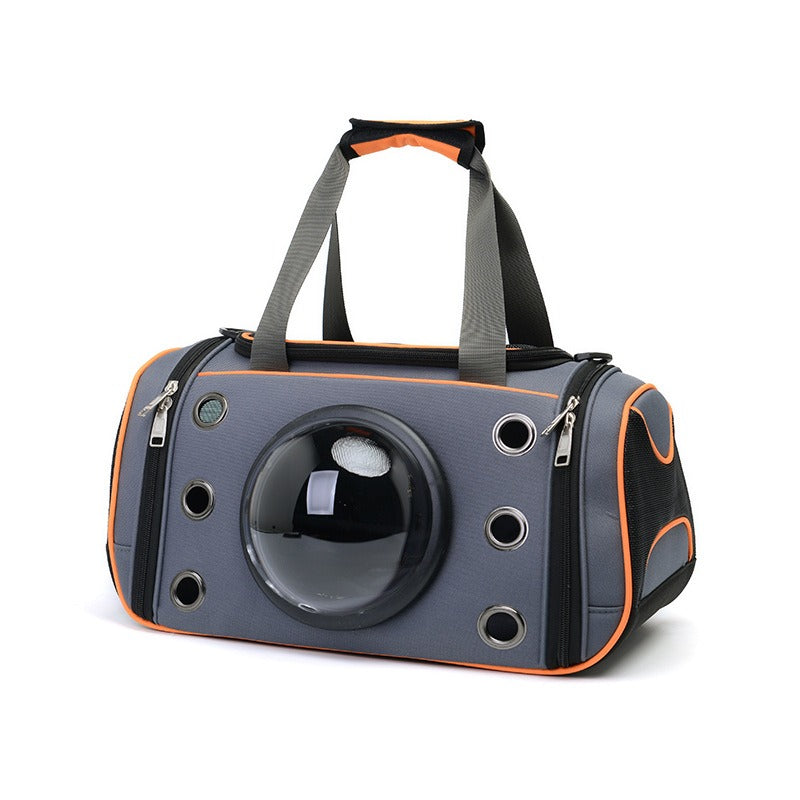Introducing the Space Out Breathable Pet Carry Bag! With its breathable design, your furry friend can stay cool and comfortable during travel. This sleek and stylish pet bag also provides ample space for your pet to stretch and relax. Say goodbye to the hassle of uncomfortable pet carriers and hello to happy travels with your pet!
