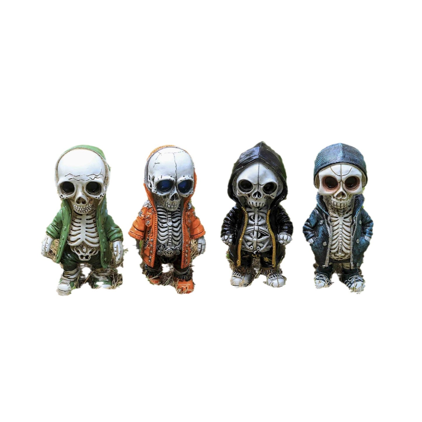 Add a spooky touch to your Halloween decor with this Resin Skeleton Doll Decoration. Crafted from durable resin, it offers a realistic skeletal look that's perfect for creating an eerie atmosphere.