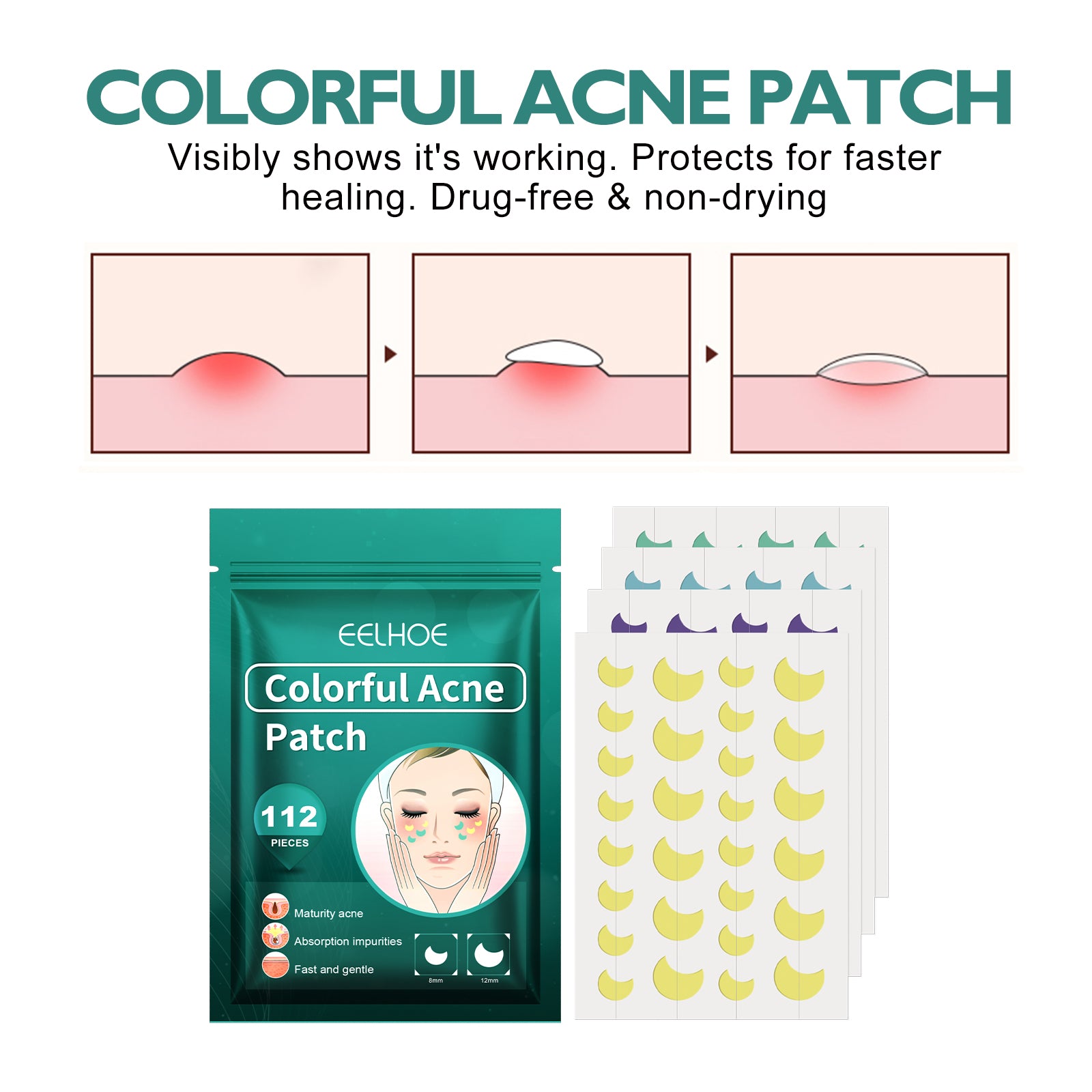 The Colorful Cleansing Acne Patch offers a vibrant, effective way to treat blemishes discreetly. Designed to absorb impurities and protect your skin from bacteria, these patches help reduce redness and promote faster healing.