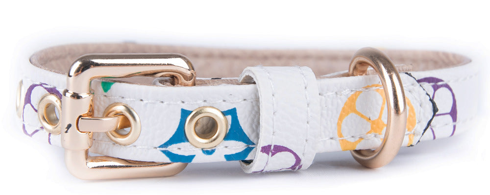 This PU Leather Flower Dog Collar and Leash set combines durability with style, crafted from high-quality synthetic leather for long-lasting wear. The floral design adds a tasteful, elegant touch to your pet’s daily walks, while sturdy construction is wear resistant and ensures secure handling.