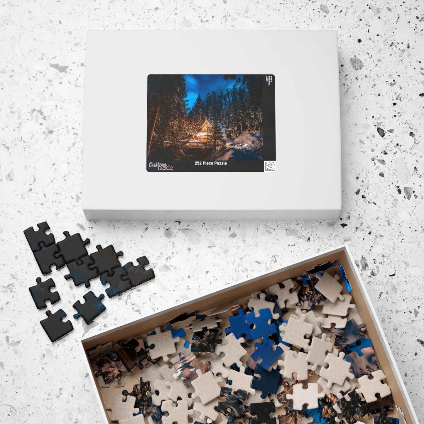 Experience the tranquility and beauty of nature with our Secluded Mountain Cabin Puzzle. With 110 to 1014 pieces, this puzzle offers a challenging and rewarding activity for puzzle enthusiasts. Piece by piece, reveal the serene mountain scenery and escape to your very own secluded cabin. Perfect for those seeking a peaceful escape from the busy world.