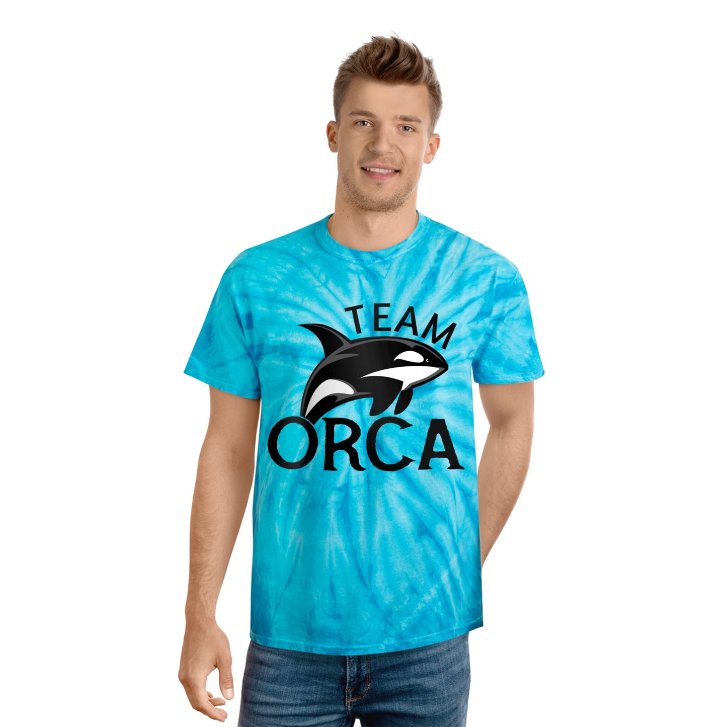 Get your groovy mojo back with this custom Team Orca tie-dye tee shirt. For stylish, laid-back appearances, this t-shirt is made with 100% pre-shrunk cotton for total softness, and features a cyclone pattern straight from the 60s.