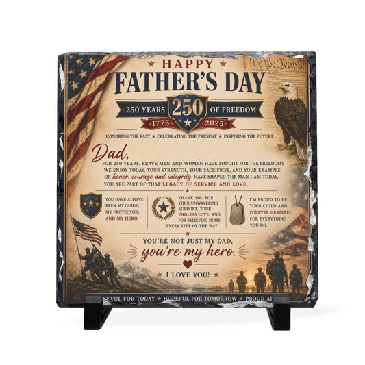 Father's Day Slate Desk Patriotic Plaque 'You're My Hero' Tribute